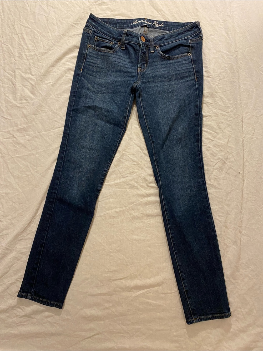 American Eagle Supper Skinny Stretch Ultra Low Rise Jeans - Dark Wash Denim Size